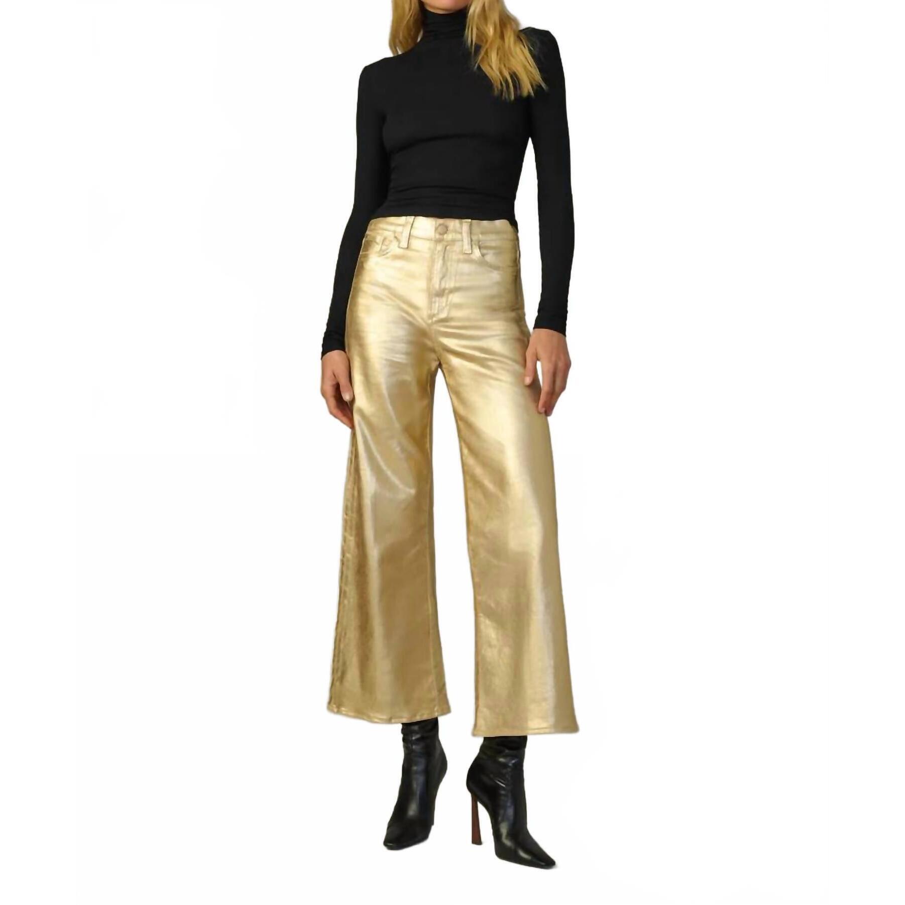 New Joe's Jeans Mia Foil High Rise Ankle Jeans In Gold